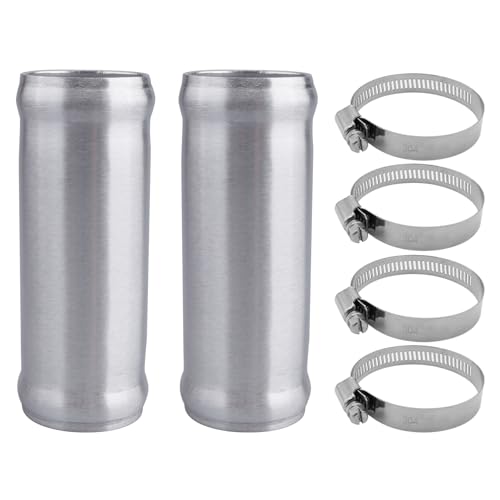 AC PERFORMANCE 1.5" (38mm) OD Aluminum Alloy Hose Joiner Silicone Pipe Connector Bead, 4" Length with 304 SS Clamps, Pack of 2 - size: 1.5" (38mm) - 2PCS