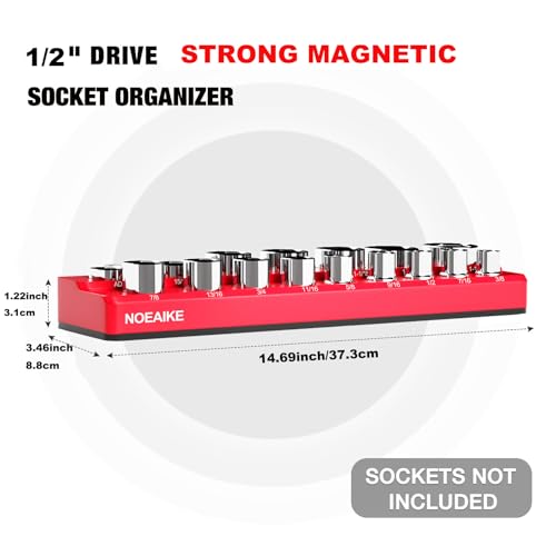 2-Pack 1/2 Inch Magnetic Socket Organizer Metric &SAE - size: 1/2"SAE&METRIC/2PCS