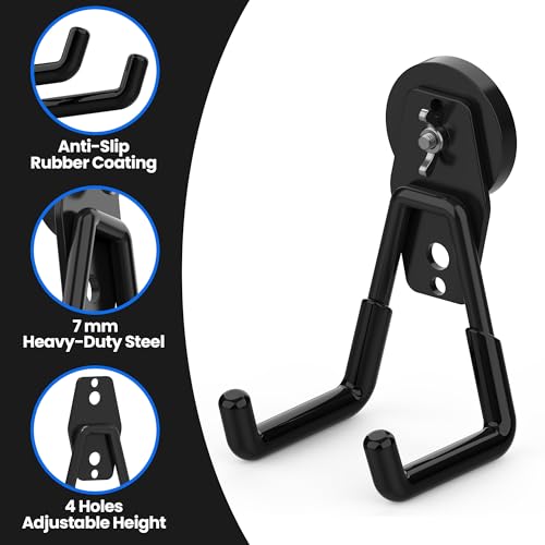 4 Pack Large Magnetic Hooks Heavy Duty Extra Strong Magnetic Garage Hooks Big NdFeB Industrial Magnet Hooks Magnetic Utility Storage Holder Organization with Anti-Slip Coating for Hanging Garden Tool - color: 1.6in Magnet-4 Pack-Black