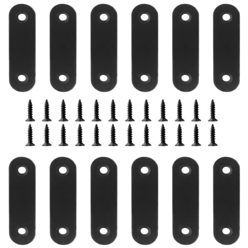 Jiozermi 12 Pcs Straight Brace, 2.4" x 0.6", Stainless Steel - size: Black, 2.4” x 0.6”, 12 Pcs