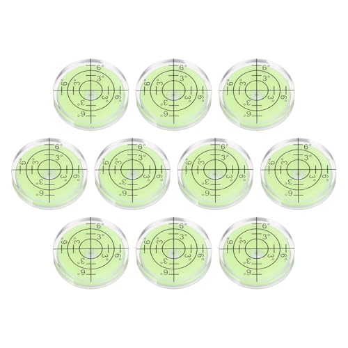 PATIKIL 10pcs Round Bubble Level 25x5mm Mini Circular Bullseye Spirit Levels Measuring Layout Tools for Leveling Camera Tripod Telescope Workshop Turntable Pictures Frame, Green - size: 25x5mm