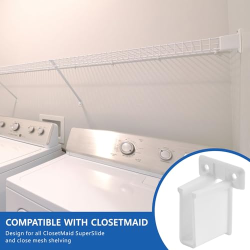 6 Pcs Wire Shelf End Bracket, Heavy Duty Closet Shelf Brackets, White Plastic Closet Rod / Wall Shelf Supports with Screws, Wall Mount Brackets for Shelves Closet - size: 6 Pieces