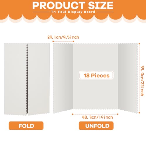 Ctosree 18 Pcs 22 x 38 Inch Tri Fold Poster Board Bulk for Display, White - color: White, size: 22 x 38 inch