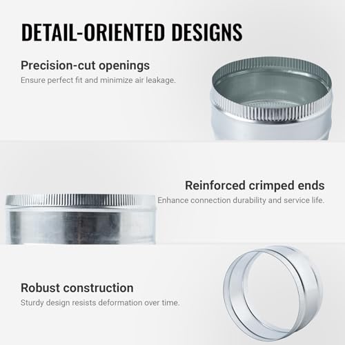 14 Inch Round Galvanized Steel Duct Connector - Metal Ventilation Pipe Coupler - Dryer Vent Hose Extension - HVAC Ducting Coupling for Straight Connection - size: 14 Inch