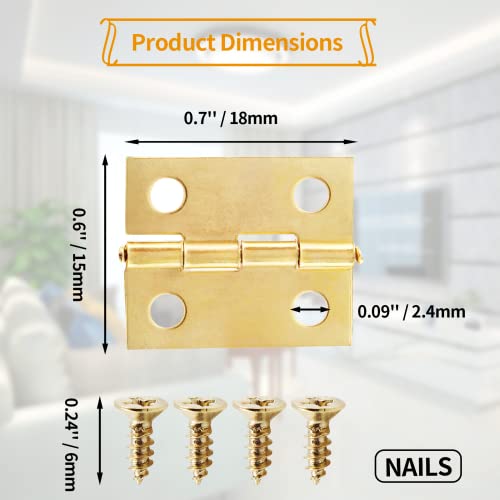 Small Hinges, 18 x 15 mm, Retro Brass, 30 Pcs - color: Gold(30pcs), size: 18 x 15mm