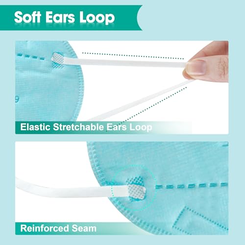 LEMENT KN95 Face Masks,100PCS 5-Ply Blue Breathable Cup Dust Mask For Adult - color: Adult-100 Pack-blue