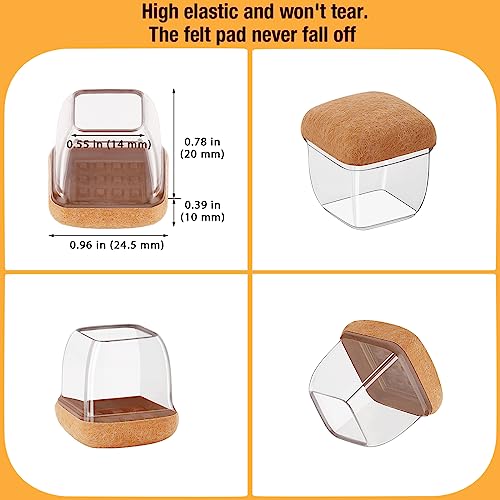16-Pcs Square Silicone Chair Leg Floor Protectors, Thick & Durable - size: S - 16 Pcs - Clear