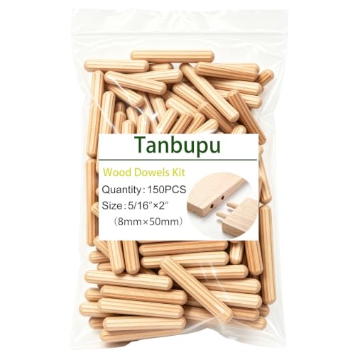 150Pcs Wood Dowels Kit 5/16 x 2 inch, Wooden Dowel Pins, Fluted Wood Dowels Rods for Crafts, Furniture, DIY Manual - size: 5/16 "x 2"-150pcs