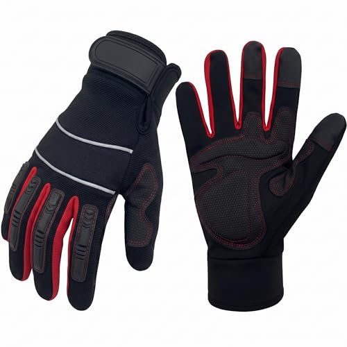 Mechanic Gloves for Men, Heavy Duty Impact-Resistant TPR Armor