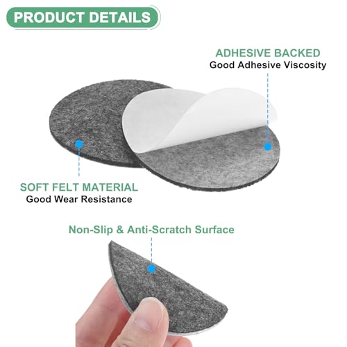 M METERXITY 30-Pack Lamp Base Felt, 2.5 Inch Dia. 2mm Thick Self Adhesive Round Fabric Felt Pads for Lamp/Furniture/DIY, Non-Slip Fiber Backed Patch Circles with Adhesive Backing [Grey] - color: Grey, size: 2.5" Dia