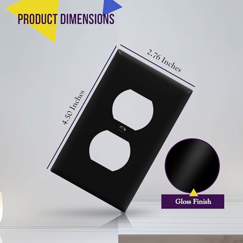 ENERLITES 5 Pack Outlet Covers Wall Plate for Duplex Receptacle, Black - color: Black, size: Standard Size