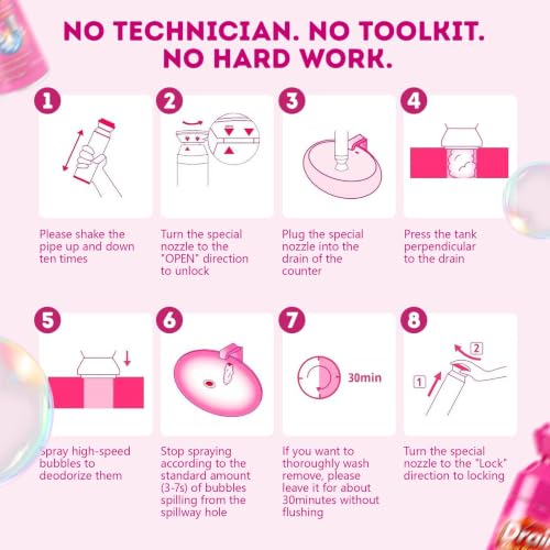 Foaming Drain Cleaner, Drain Clog Remover, Sink Hair Cleaner and Deodorizer, Expanding Foam for Hair, Grease and Soap Scum, for Kitchen Sinks, Bathroom, Showers, Tubs & Floor (2Pcs)