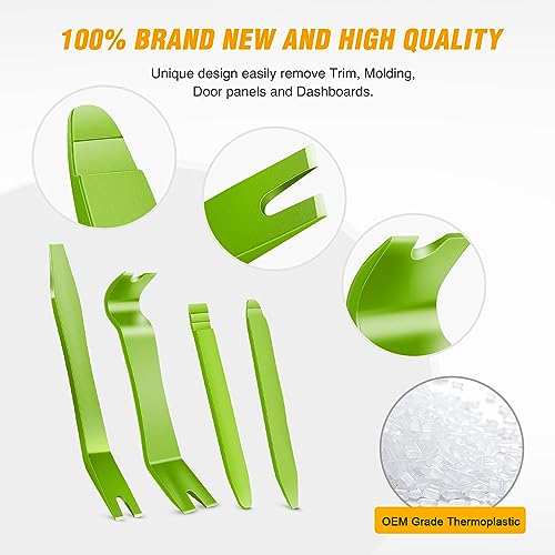 GOOACC 5PCS Auto Trim Removal Tool Kit No-Scratch - color: Green, size: 5Pcs