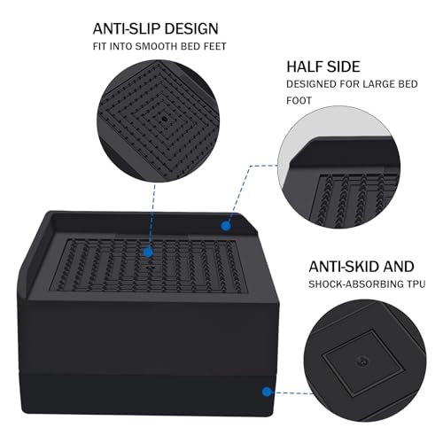 ANNKUT Bed Risers 1.5 inch Heavy Duty, Furniture Risers for Bed Sofa Table and Couch Lifting，Square Adjustable Risers Blocks, Support Up to 1,300 Lbs (4 Pack-Black) - color: 1.5 Inch-black(square)