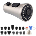 Hibbent Pull Down Kitchen Faucet Head Replacement with 15 Adapters - color: Brushed Nickel, style: Stay on sprayer without hold button
