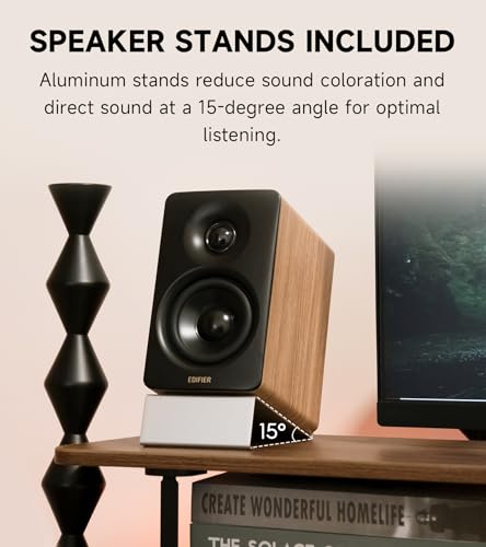Edifier M60 Multimedia Speaker, 66W RMS Computer Speaker, Classic Oak | Bluetooth 5.3, Hi-Res Audio with LDAC, 3" Mid Bass & 1" Tweeter, USB-C AUX Inputs, Compact Desktop Speaker - color: Classic Oak