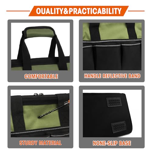 LLNDEI Heavy Duty Tool Bag, 15.7 Inch Portable Tool Organizer With 16-Pocket, Adjustable Strap & MOLLE System,Ideal Gift For Men & Fathers
