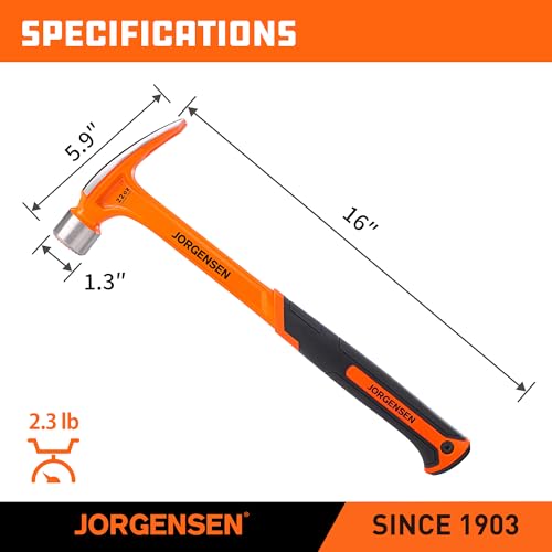 JORGENSEN 22 oz One-piece Forged Framing Claw Hammer with Nail Holder - size: 22 oz