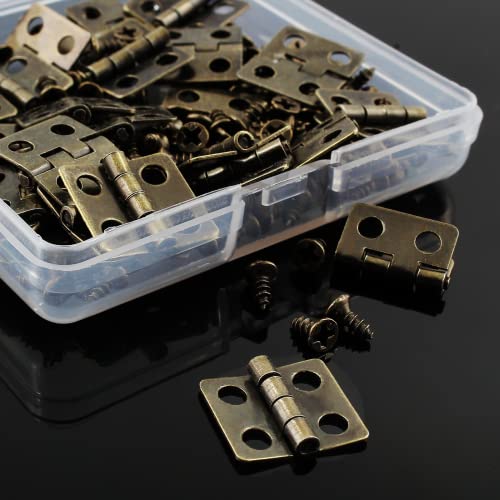 Mini Hinges, 13 x 12 mm, Antique Bronze, 30 Pcs - color: Bronze(30pcs), size: 13 x 12mm