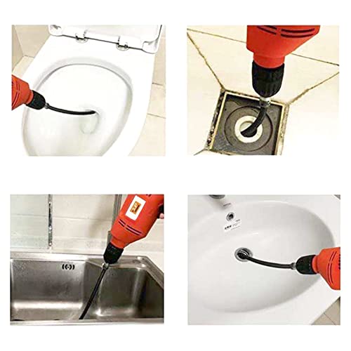 Amonk Drain Auger Cable 3.28Ft Clog Remover with Drill Connector 10mm Flexible Plumbing Snake Pipe Drain Cleaner for Kitchen, Bathroom and Shower Sink