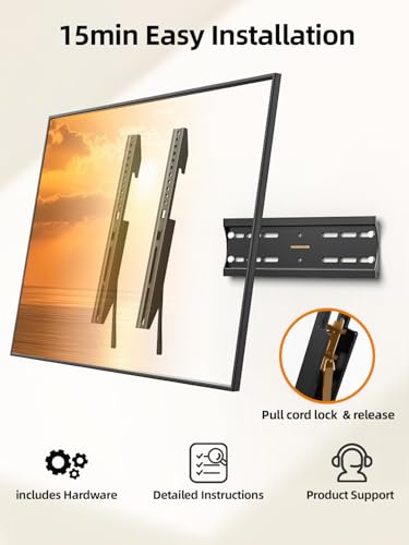 IWORKBOARD 43 50 55 inch Fixed Low Profile TV Wall Mount for 24-65 inch LED/LCD & Flat/Curved TVs, Universal Wall Mount Bracket with Safe Lock, Max VESA 400x400mm, up to 99Lbs & 16 '' Stud (Pack of 2) - size: For 24" to 65" TVs, 16" Studs (Pack of 2)