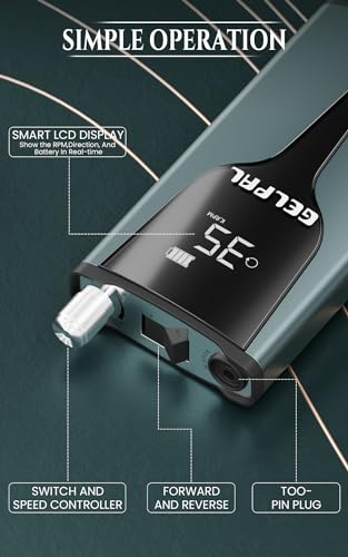 Rechargeable Nail Drill - Brushless Motor - Electric Nail Drill for Acrylic Nails Professional,35000RPM Electric Nail File,Cordless for Home Salon, Low Noise, Low Heat, Blue Grey