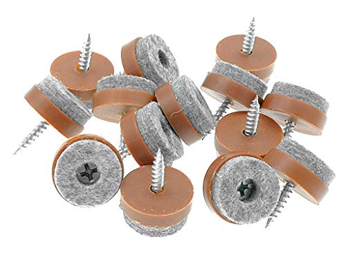 ALIMITOPIA 40pcs Screw-on Furniture Felt Pad Chair Glide Slider Hardwood Floor Protector for Wooden Leg Feet of Chair Table Furniture(Φ24mm or 0.95";Brown) - size: 24mm(Brown)