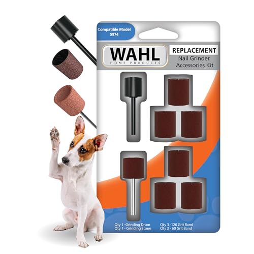 Wahl Dog Nail Grinder Replacement Accessory Kit, 8 Pieces | Includes: Grinding Drum, Stone & Sanding Grit Bands For Pet Rotary Tool Electric Nail File – Model 3028371