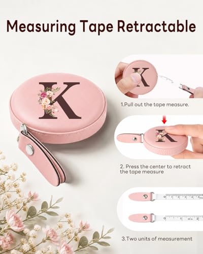 Maicican Retractable Tape Measure, Pink Leather Sewing Measuring Tape, K - color: Tape Measure-Pink K