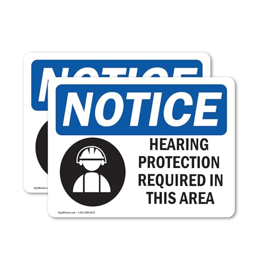 (2 Pack) Hearing Protection Required Sign With Symbol OSHA Notice Sign 24 Inch X 18 Inch Vinyl Label Decal Sticker Weather Resistant, UV Protected for Workplace, Business, and Construction Site, Made in the USA - size: 24 Inch X 18 Inch, style: Vinyl Deca