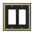 Pearled Frame Decorative Wall Plate Switch Plate Outlet Cover (Double Decorator, Black & Dark Golden) - style: Double Decorator