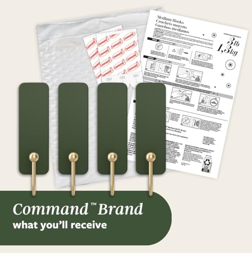 Command Medium Hooks, 4 Hooks, 6 Strips - color: Rosemary