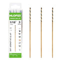 1/16 x 8 Inch Extra Long Drill Bits (3 Pack), Aircraft Drill Bit Black and Gold M2 HSS for Wood, Plastic - size: 1/16 in