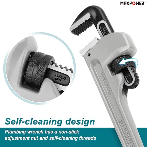 MAXPOWER 10 inch Straight Pipe Wrench, 1 inch Jaw Capacity - size: 10-inch, style: Straight Pipe Wrench
