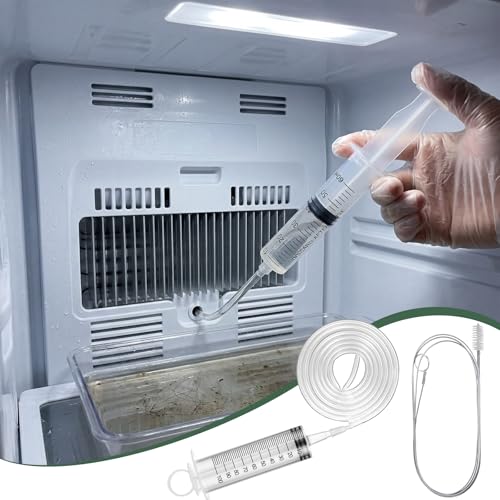 Gisafai 3 Pcs Refrigerator Cleaning Kit with Syringe Compatible with Water Line for 1.5m Flexible Refrigerator Scrub Brush Flexible Feeding Tube Brush for Ice Maker Dispenser (45'' Ice Water Tube) - size: 45'' Ice Water Tube