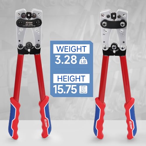 iCrimp Cable Lug Crimping Tool for Heavy Duty Wire Lugs AWG 8-1/0