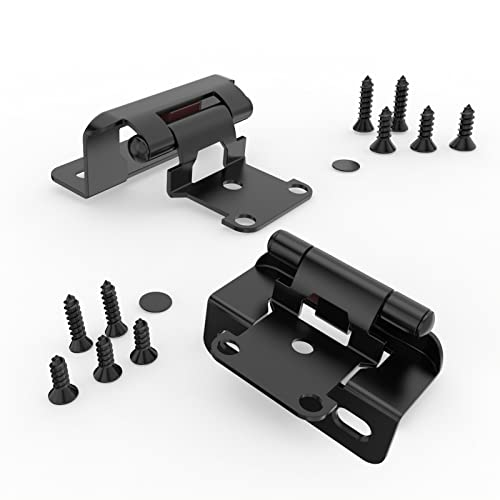 Chibery 10 Pack | 1/2 inch Overlay Semi Partial Wrap Around Cabinet Hinges, Self Closing Face Frame Variable Decorative Replacement, Kitchen Hardware, with Screw & Quiet Bumper (Matte Black) - color: Matte Black