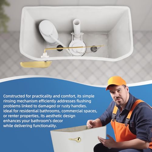 iFealClear Polished Gold Metal Universal Toilet Handle Replacement Kit, Front Mount Toilet Tank Flush Lever Handle with Nut Lock, Toilet Trip Lever Fits Most Toilets, Sold Brass Material - color: Polished Gold, style: Front Mount Design