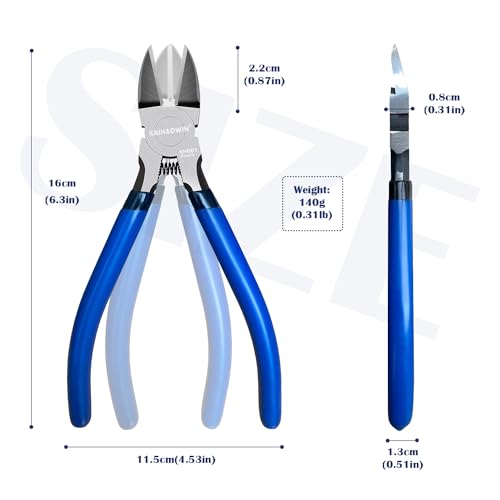 Wire Cutters 5 Pack, 6.5 inch,KAIHAOWIN Flush Cutters Diagonal Cutters Side Cutters Precision Ultra Sharp Spring Loaded Wire Snips Clippers Dikes Cutting Pliers Small for Crafting Jewelry Making,Blue - size: 6.5 inch
