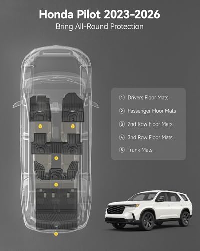 3W Floor Mats & Seat Back Mat & Cargo Liner Fit for Honda Pilot 2023-2026