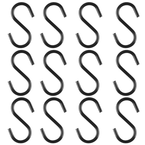 Senkary 100 Pieces 1 Inch Mini S Hooks Small S Hooks Stainless Steel S Shaped Hooks for Ornaments, Jewelry and Hanging (Black) - color: Black, size: 1 Inch