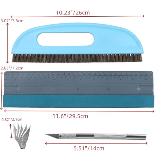 KUMGROT Smoothing Tool Kit Large Wallpaper Scraper with Graduated Measurements for Wallpaper Sticking Replacement, Blue