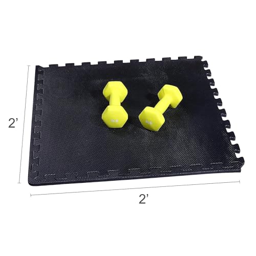 BalanceFrom Puzzle Exercise Mat 1/2-inch Thick, EVA Interlocking Foam Floor - color: Black, style: 1/2" Thick, 24 Square Feet