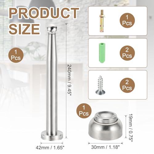 uxcell 9.4" Magnetic Door Stoppers, Wall Floor Mounted Magnetic Door Catch Holder, Stainless Steel Door Stops for Bedroom, Bathroom, Kitchen, Office, Silver - size: 9.4"