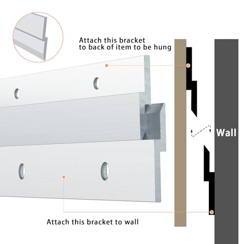 French Cleat Heavy Duty, Aluminum French Cleat, Headboard Wall Mounting Brackets with Screws, Heavy Mirror Mounting Hardware (18 Inch-1 Pair, Support 120 lbs) - size: 18inch-1Pair, style: Extra thick