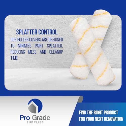 Pro Grade Paint Roller Covers, 9 Inch, 1/2 Inch Microfiber Nap, 5 Pack