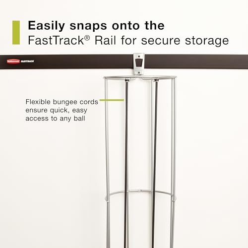 Rubbermaid Garage FastTrack Vertical Ball Rack Satin Nickel Wall Mounted Storage System Holds up to 50 pounds for Home/Garage Silver - style: Ball Rack