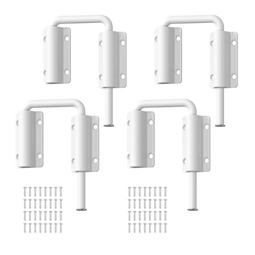 Upgraded Sliding Door Loop Lock, Gate Latches, White-4PCS - color: White-4PCS