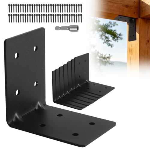 8 Pcs 4"x4"x3" 90 Degree Black Metal Corner Brackets, 3MM Thick - size: 4×4×3