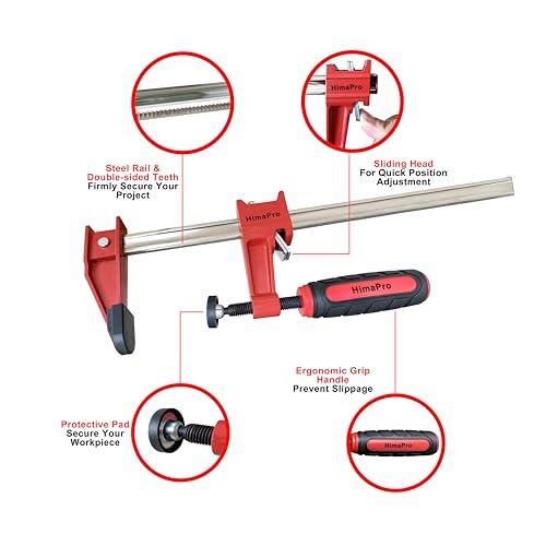 HimaPro 18 Inch Bar Clamp Set, 2 Pack 600 lbs Load Limit Medium Duty Quick Release Steel F Clamp, Ideal for Woodworking, Metalworking, and DIY Projects - color: 18 Inch Set